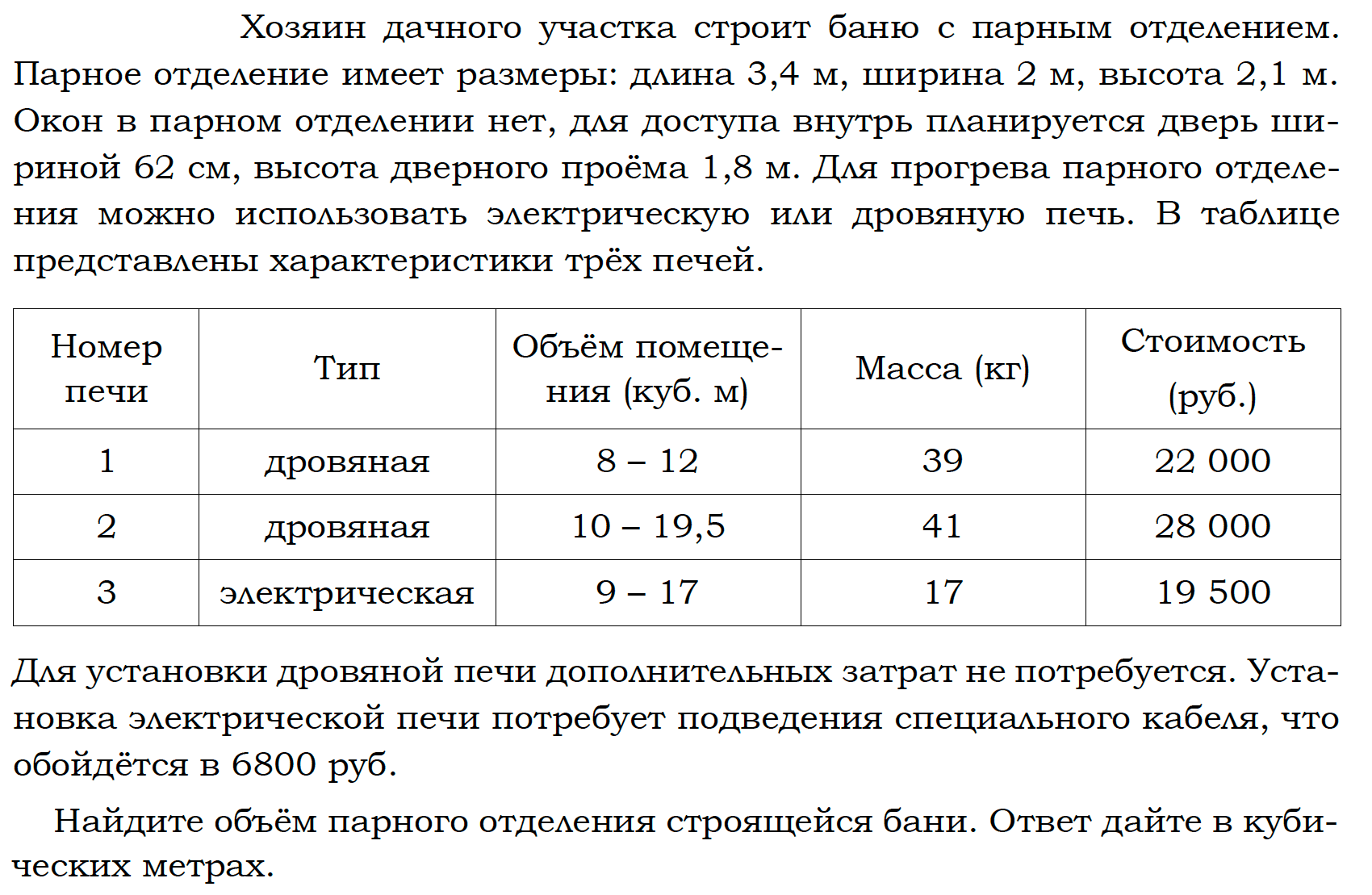 Площадь коридора огэ