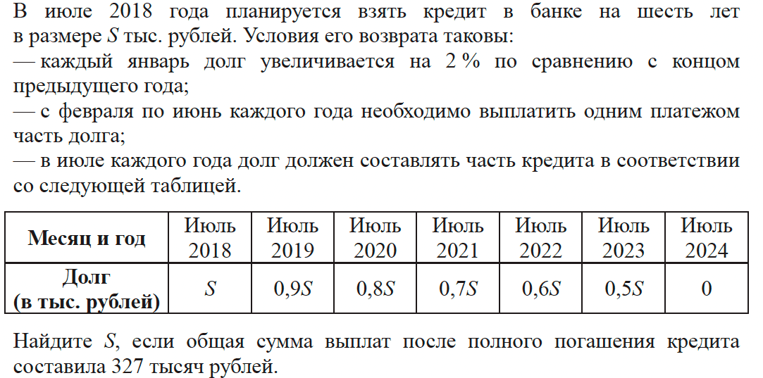 400 тысяч рублей в суммах. 17. В июле 2018 года планируется взять кредит. В июле планируется взять кредит в банке на срок 6 лет.