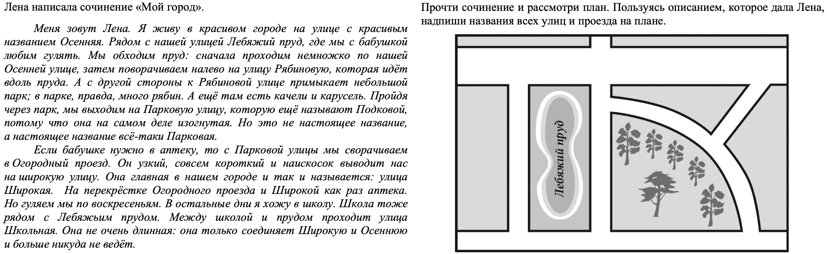 Олег написал сочинение поездка в соседний город и начертил план этого города впр